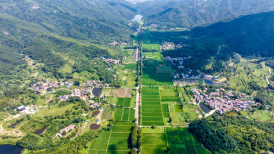 湖北武汉黄陂木兰川景色航拍