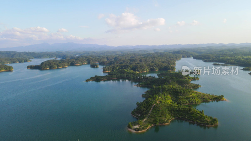 航拍湖北随州琵琶湖风景区