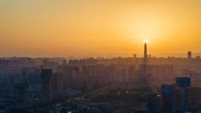 成都最高楼成都最高楼早晨与太阳光结合