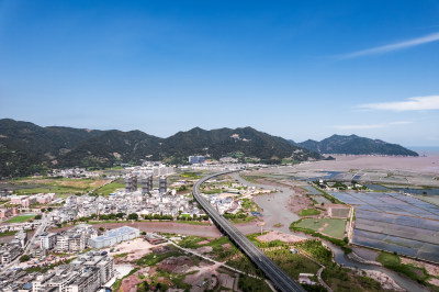 福建宁德霞浦沿海滩涂海田山水自然风光