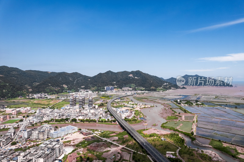 福建宁德霞浦沿海滩涂海田山水自然风光