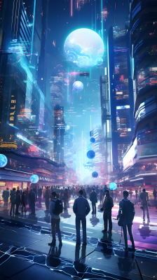未来城市街道夜景
