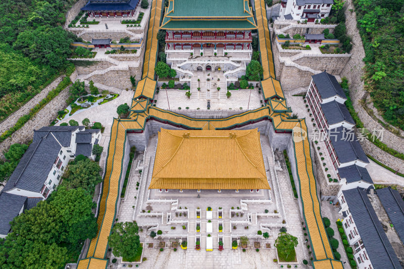 浙江舟山普陀山宝陀讲寺风光航拍