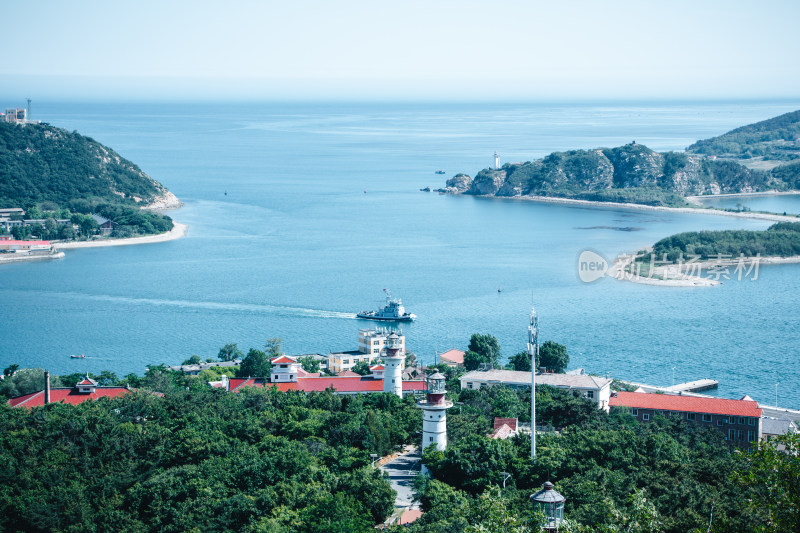 大连旅顺白玉山景区山顶眺望旅顺港风光