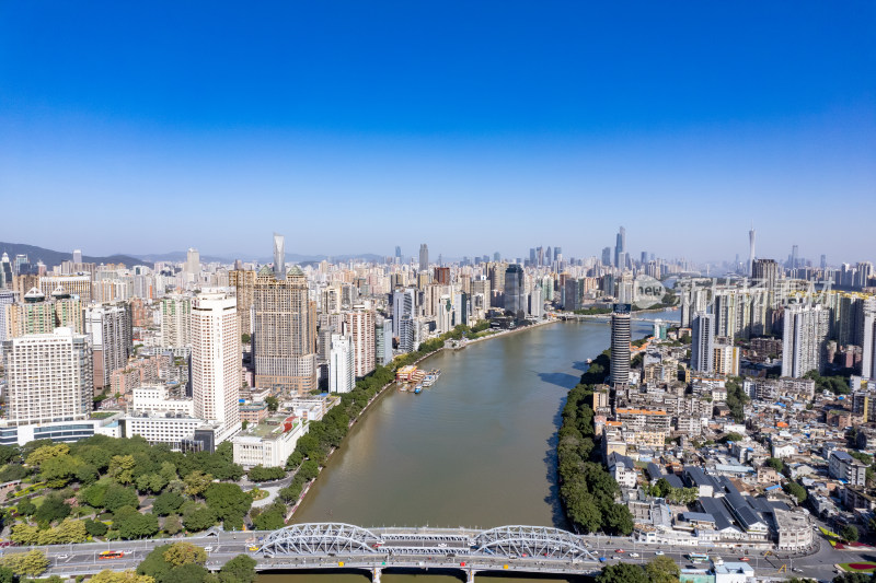 广州海珠广场海珠大桥城市高楼航拍摄影图