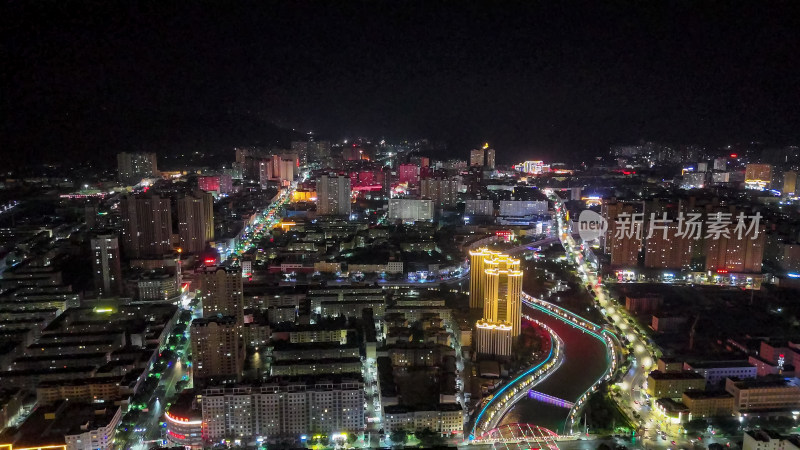 城市夜景万家灯火定西夜景航拍图