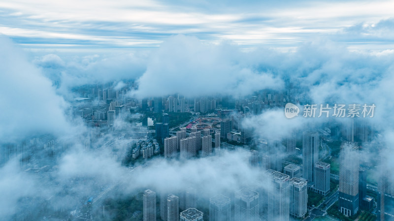 湖北武汉泛海片区阴云天气城市航拍