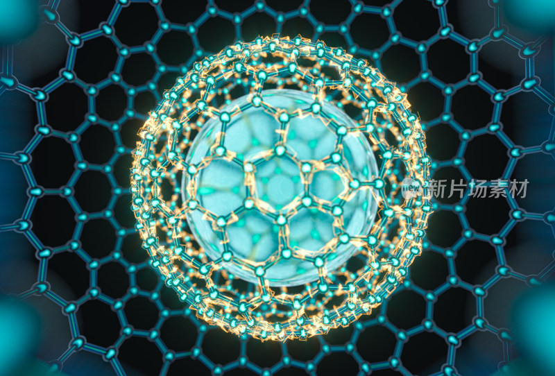 发光的生物链接结构 三维渲染