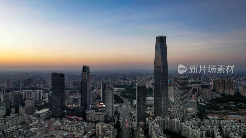 广东东莞日落晚霞城市夜景航拍