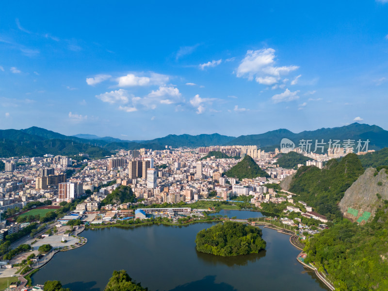 广东云浮城市风光大景航拍图