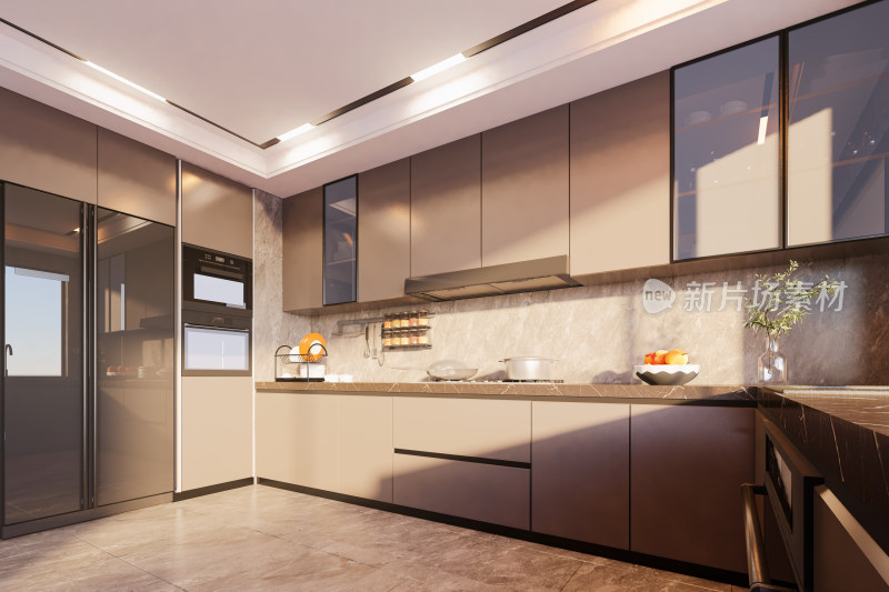现代风格住宅室内厨房操作台