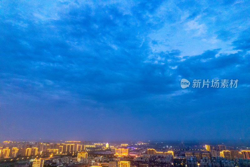 河北沧州城市夜景航拍