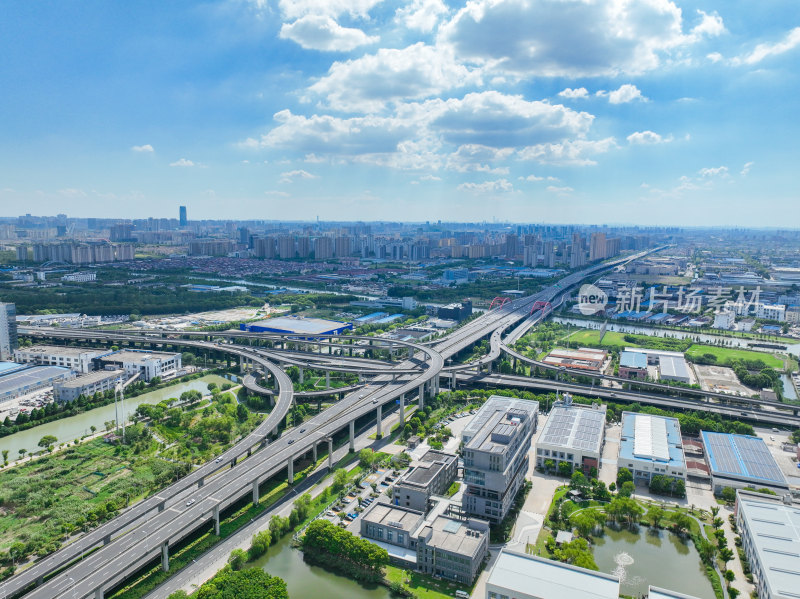 航拍昆山城市乡村建筑风光大景