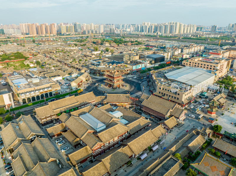 山西省大同市辽代华严寺高视角航拍风光