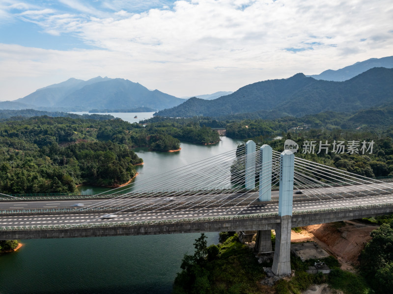 广州从化流溪河黄龙带水库高空航拍照片