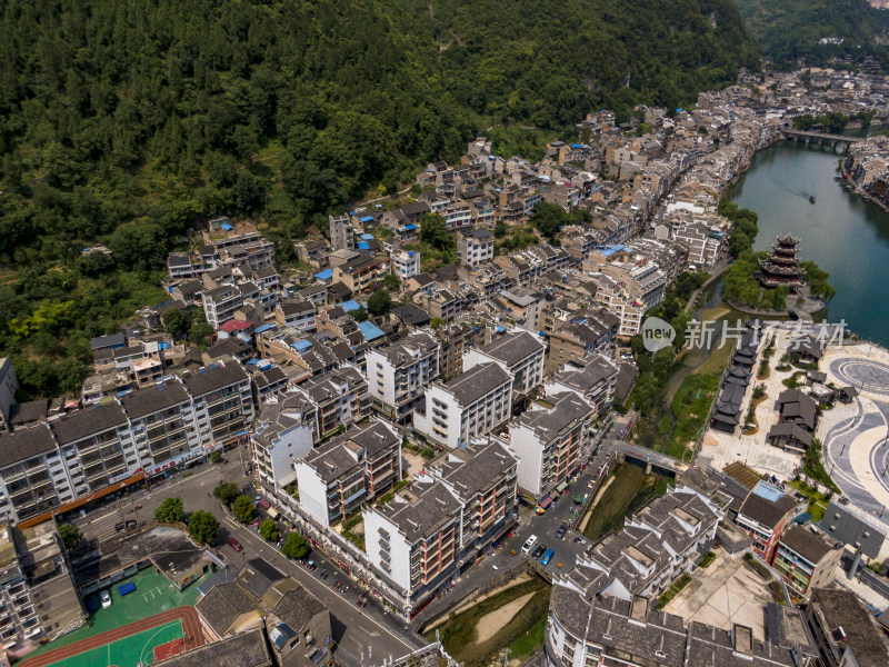 贵州镇远古镇5A景区航拍图