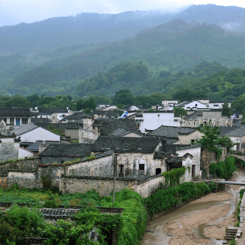 古色古香的传统古建筑屋檐 安徽查济古村