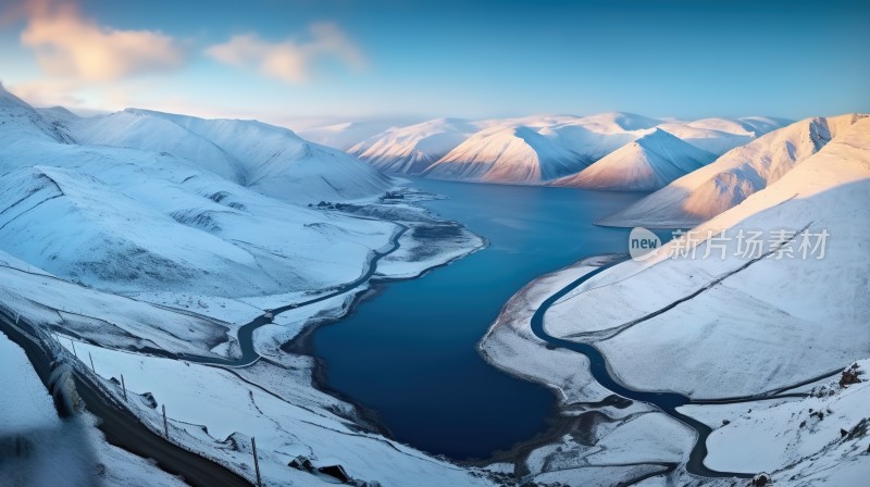 冬季唯美雪景雪山海报背景配图高清摄影图