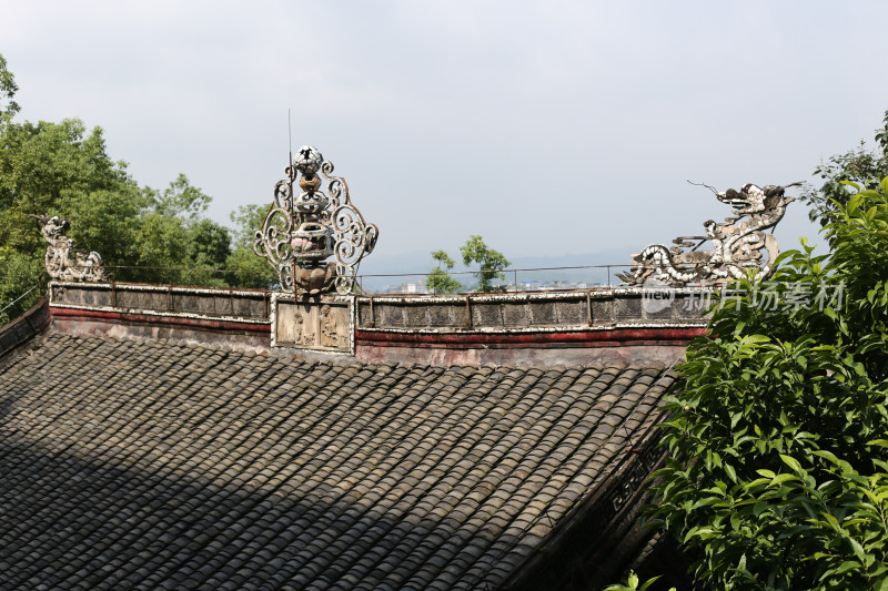 四川自贡荣县大佛寺古建筑檐角