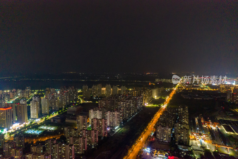 安徽蚌埠新城区城市夜景航拍图