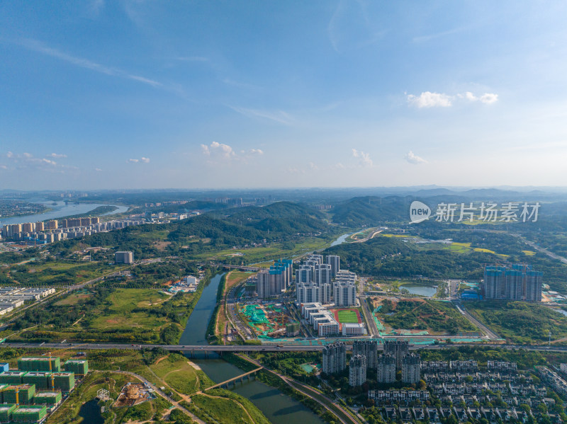 湖南长沙岳麓区洋湖湿地公园航拍