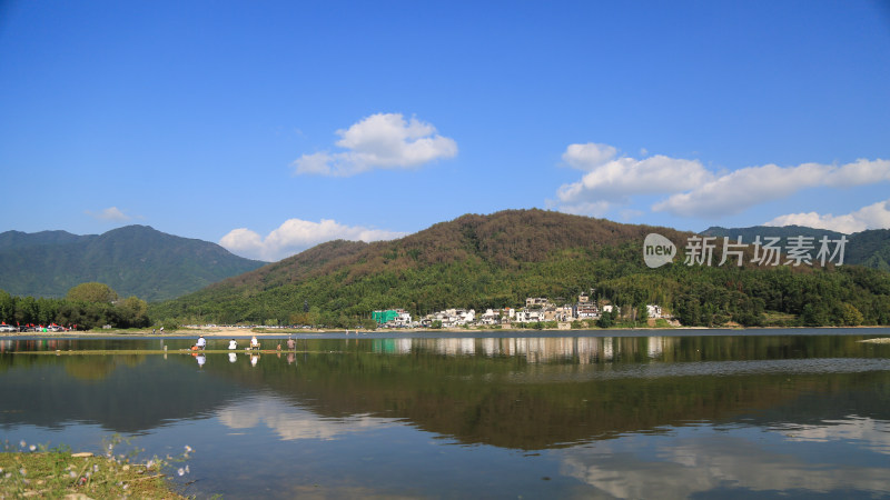 秀丽安徽黄山奇墅湖唯美湖景