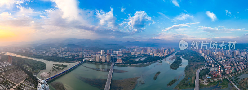 宝鸡城市风光航拍全景图