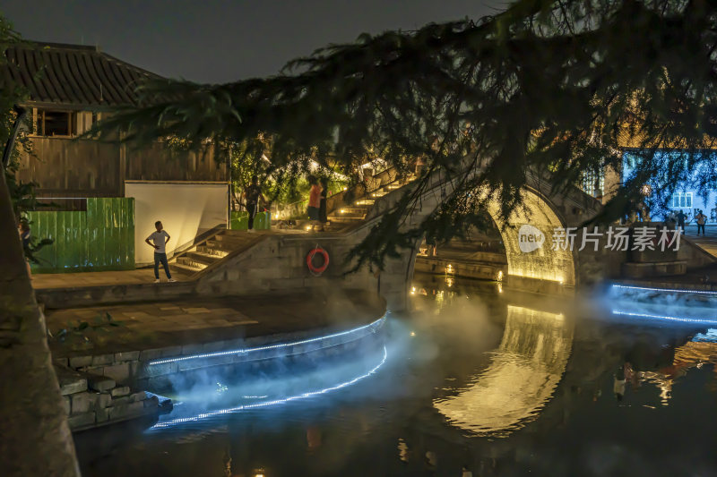 绍兴柯桥古镇景区夜景