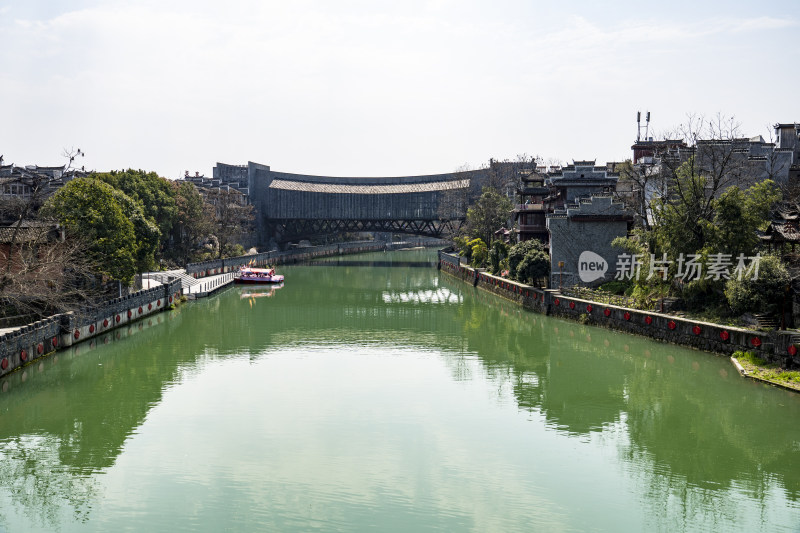 湖南湘西城市风光航拍图