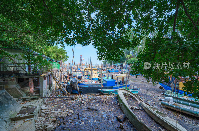广州南沙蒲洲渔港海湾码头渔船