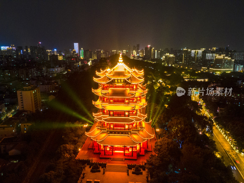 湖北武汉城市夜景航拍图