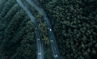 航拍安吉山里的盘山公路