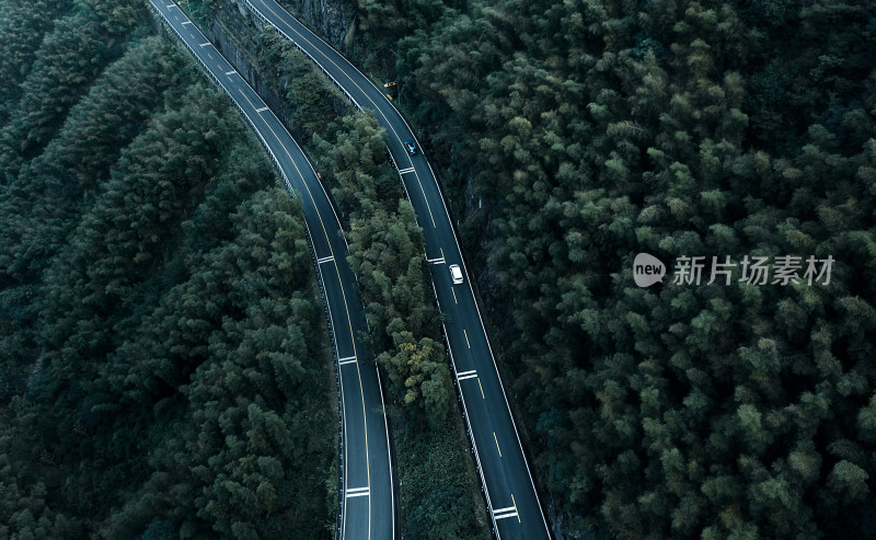 航拍安吉山里的盘山公路