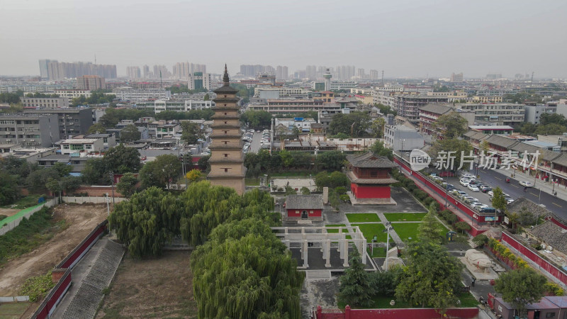 航拍石家庄正定古城开元寺