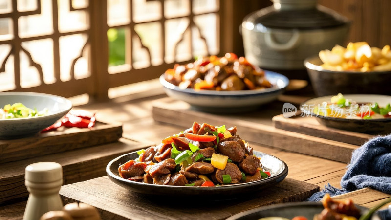 尖椒炒鸡胗美食特写