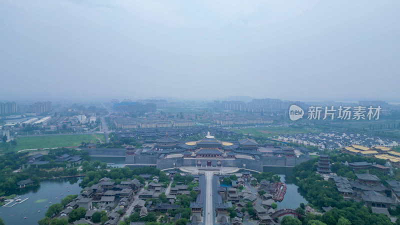 航拍湖北襄阳盛世唐城景区襄阳唐城影视基地