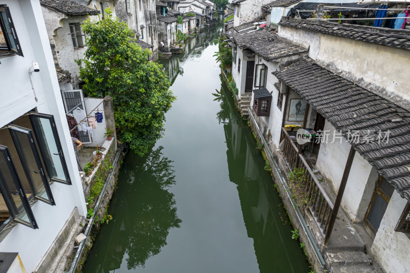 绍兴仓桥直街江南水乡航拍