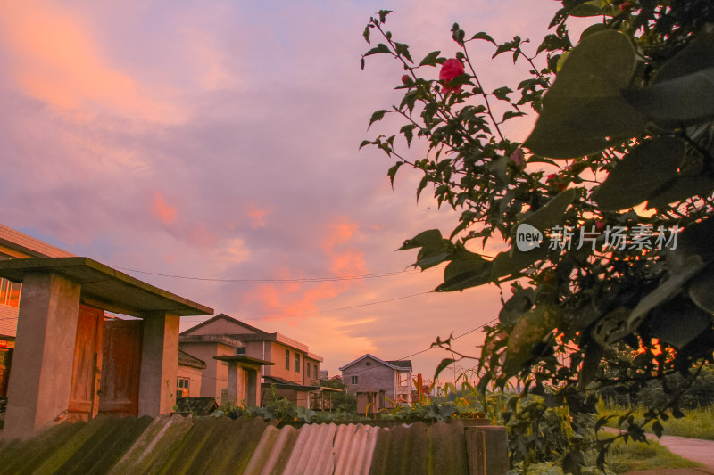 夕阳下的乡村住宅