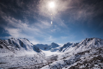 壮丽雪山天空自然风景