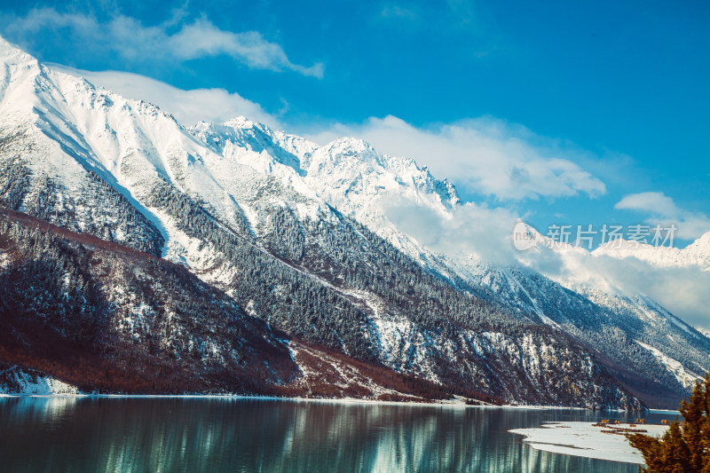 雪山下的湖泊