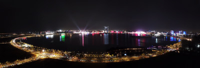 上海临港滴水湖夜景全景