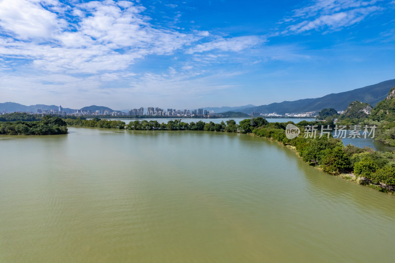 广东肇庆星湖景区七星山航拍摄影图