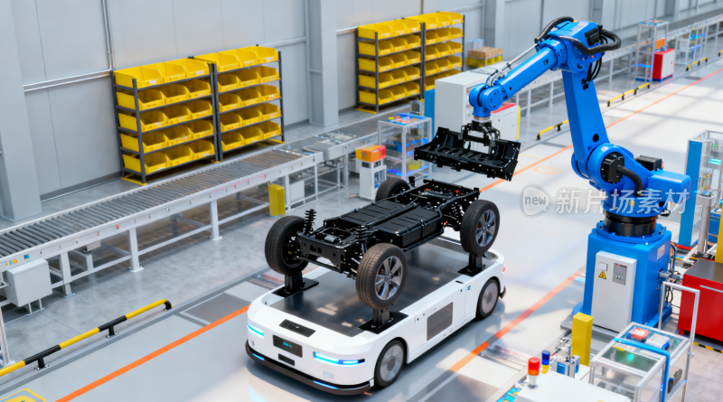 汽车工厂机器人自动化生产场景