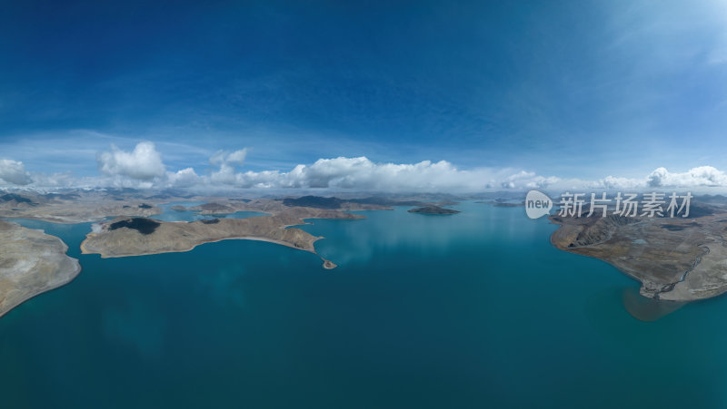 西藏山南羊卓雍措圣湖神湖蓝色高空航拍