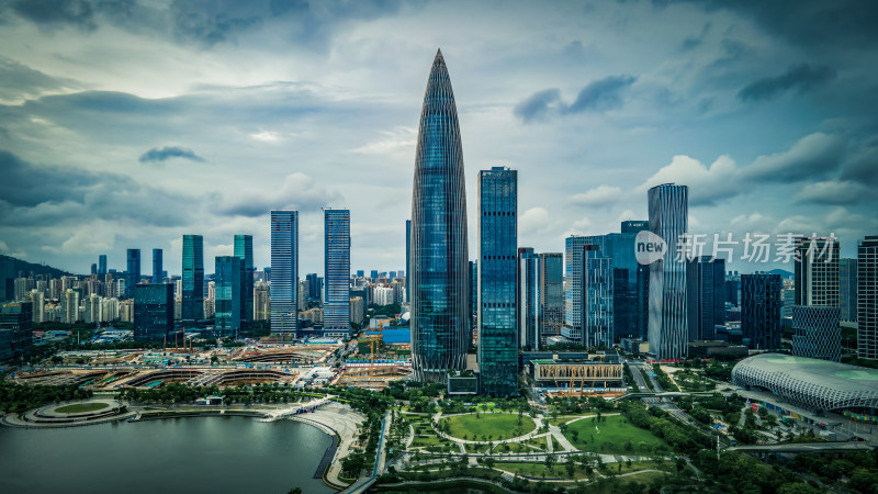 深圳华润大厦城市高楼建筑群俯瞰景观