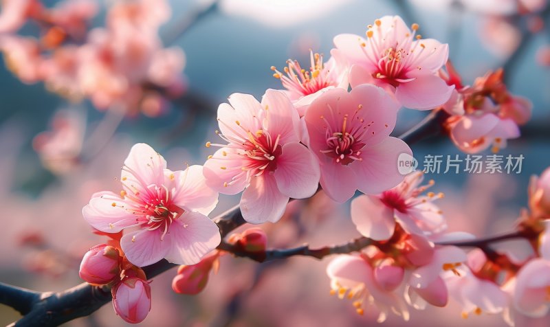 春日桃花盛开浪漫花朵清新花海背景