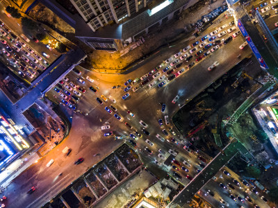 贵州贵阳城市夜景航拍