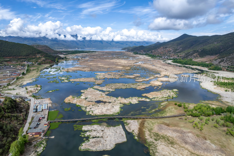 云南丽江泸沽湖摩梭族美景高空航拍