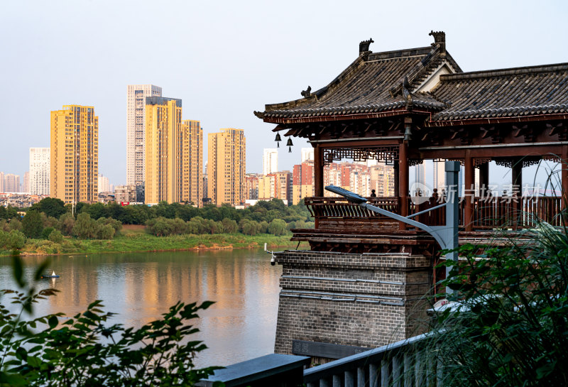 湖南株洲湘江风光带景点景观城市风光