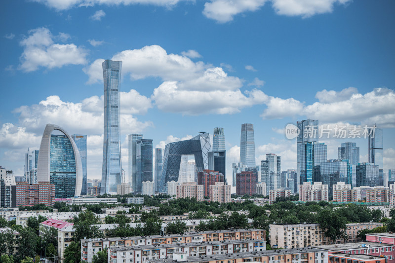 中国北京蓝天白云CBD城市发展